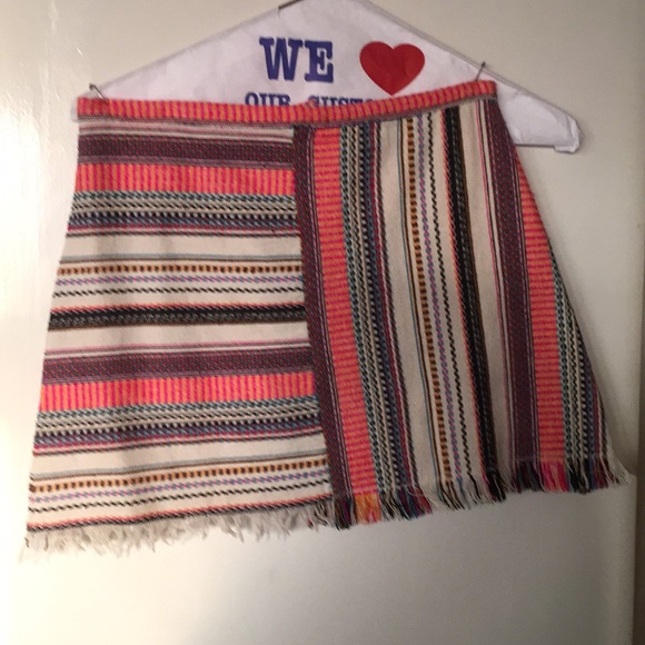 Multi color fringe mini skirt sZ medium waist 28 - Picture 3 of 4
